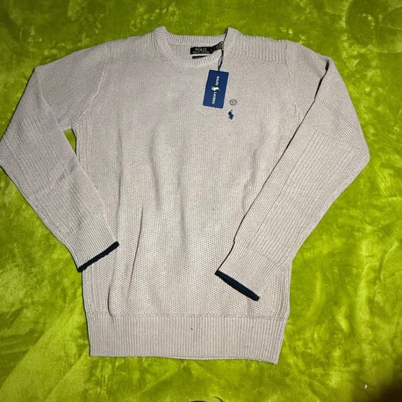NWT Polo Ralph Lauren Men's Cotton Knit Crewneck Sweater  Light Brown Large - Picture 1 of 13